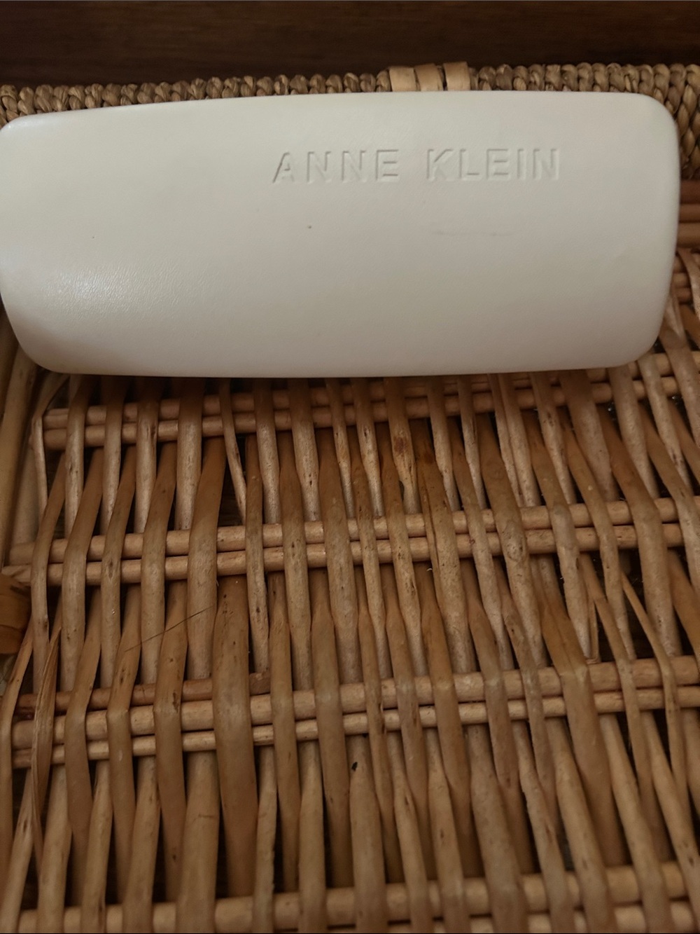Anne Klein Cream Sunglasses Case with Embossed Logo